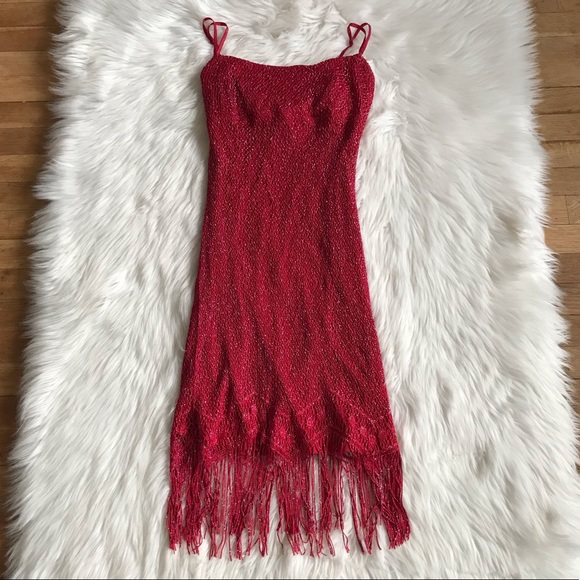 City Triangles Dresses & Skirts - CITY Triangles Red Sparkly Party Dress W/ Tassels